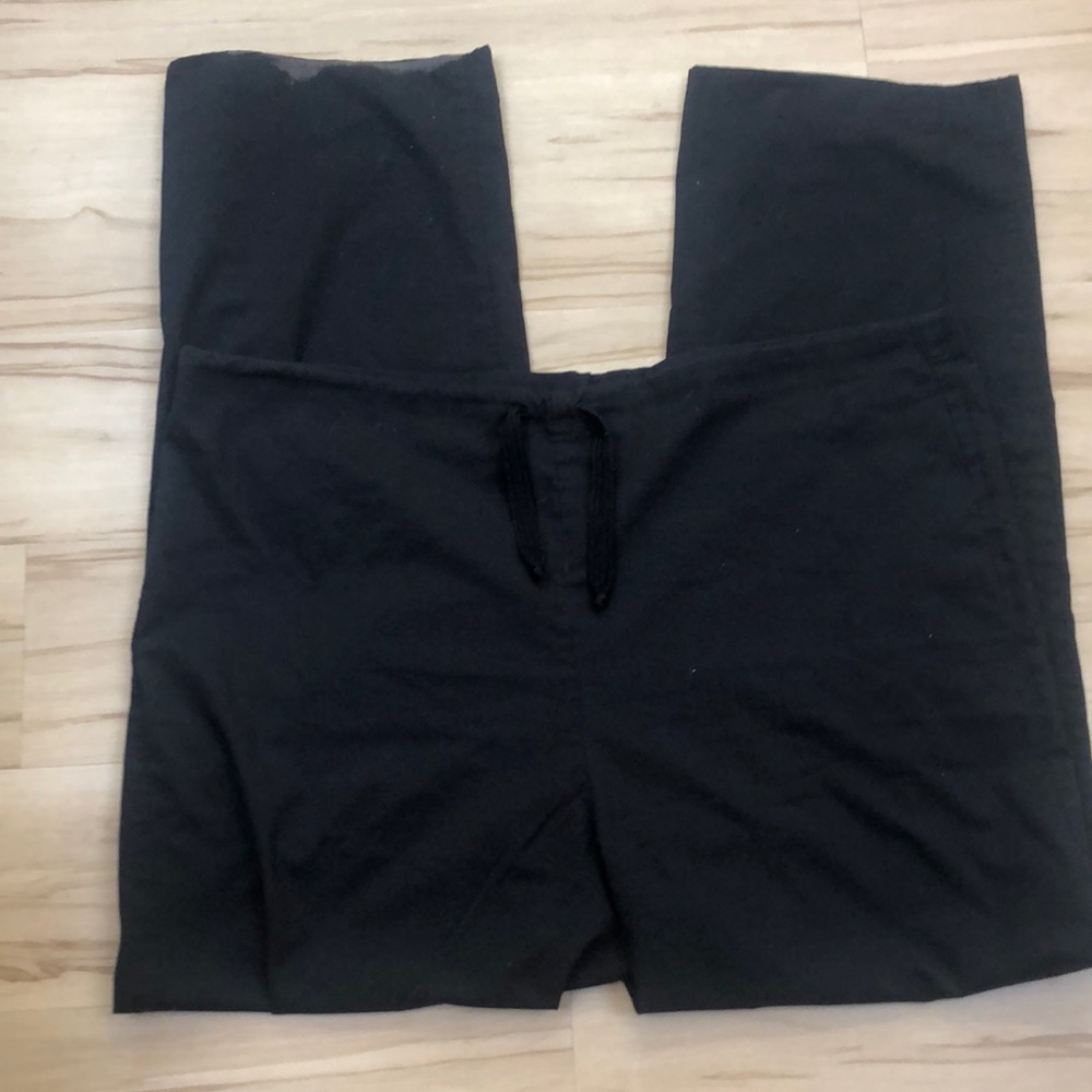 Life Style 9153 Black Tie Waist Unisex Scrub Bottoms Pants Medium